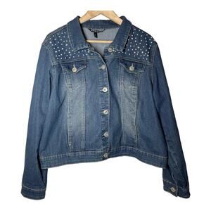 Baccini Pearl Jean Jacket Denim XL Bridal Womens